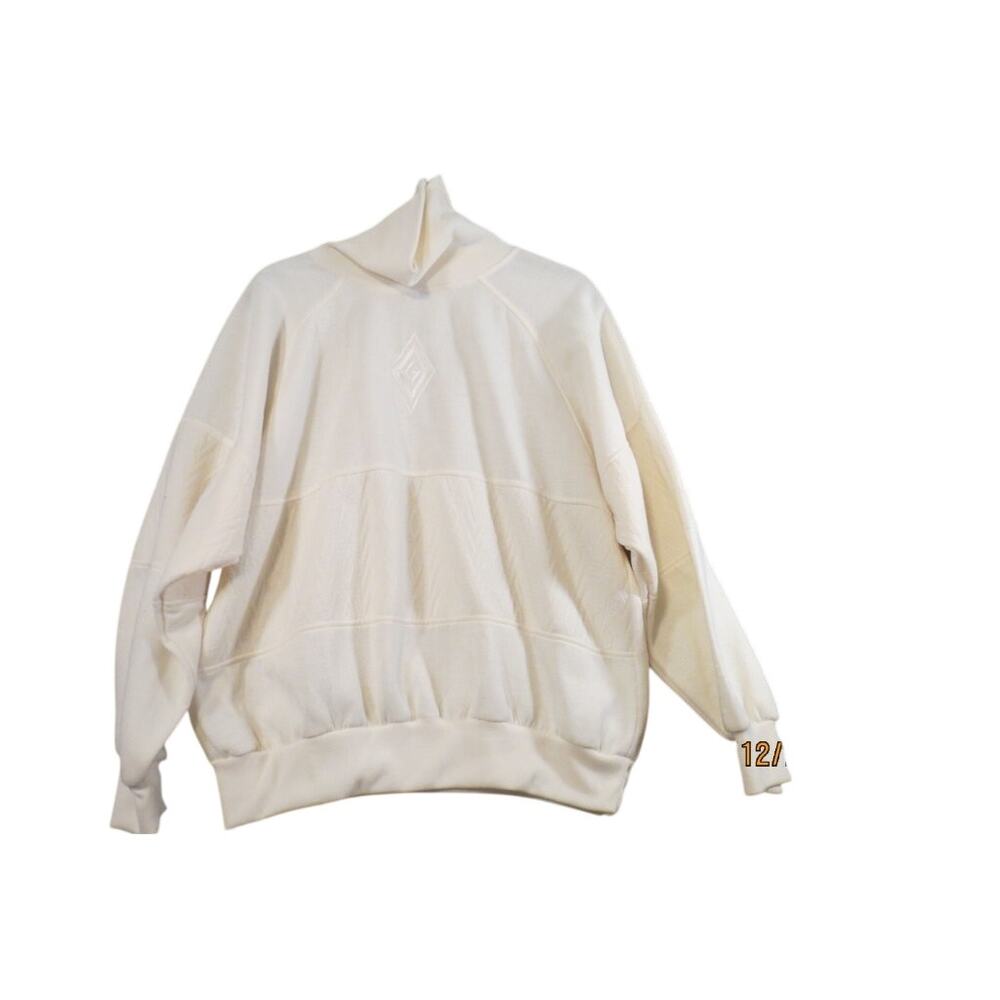 Vintage Gitano Ivory Mock Neck Sweatshirt Embroidered Logo Women's L
